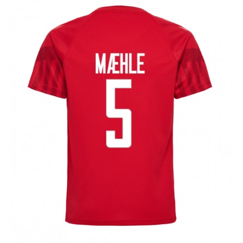 Denmark Joakim Maehle #5 Replica Home Shirt World Cup 2022 Short Sleeve